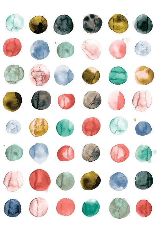 Watercolor Circles Coral Green