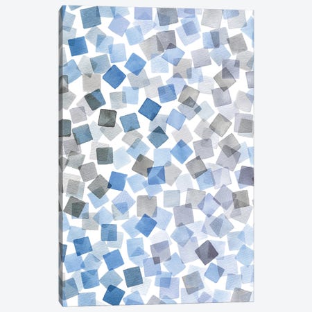 Watercolor Squares Confetti Plaids Blue Canvas Print #NDE328} by Ninola Design Canvas Wall Art