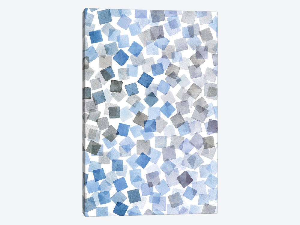 Watercolor Squares Confetti Plaids Blue by Ninola Design 1-piece Canvas Artwork