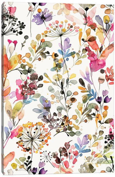 Watercolor Wild Grasses Canvas Art Print - Floral & Botanical Patterns