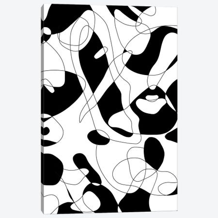 Black White Monochrome Shapes Canvas Print #NDE335} by Ninola Design Canvas Artwork