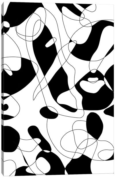 Black White Monochrome Shapes Canvas Art Print - Ninola Design