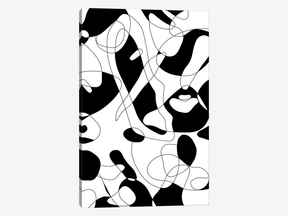 Black White Monochrome Shapes by Ninola Design 1-piece Canvas Wall Art