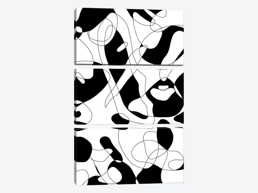 Black White Monochrome Shapes by Ninola Design 3-piece Canvas Artwork