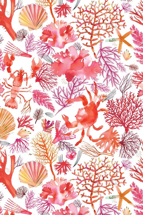 Corals Reef Crab Orange by Ninola Design wall art
