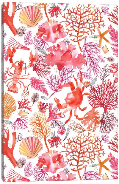 Corals Reef Crab Orange Canvas Art Print - Ninola Design