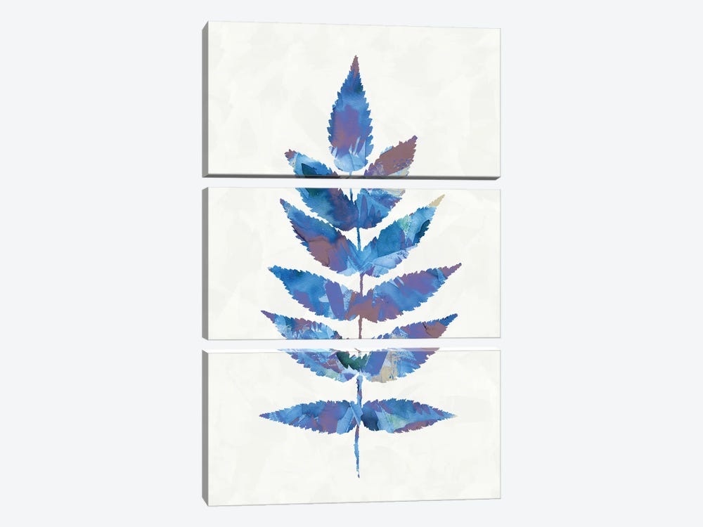 Forest Botanical Leave Blue by Ninola Design 3-piece Canvas Print
