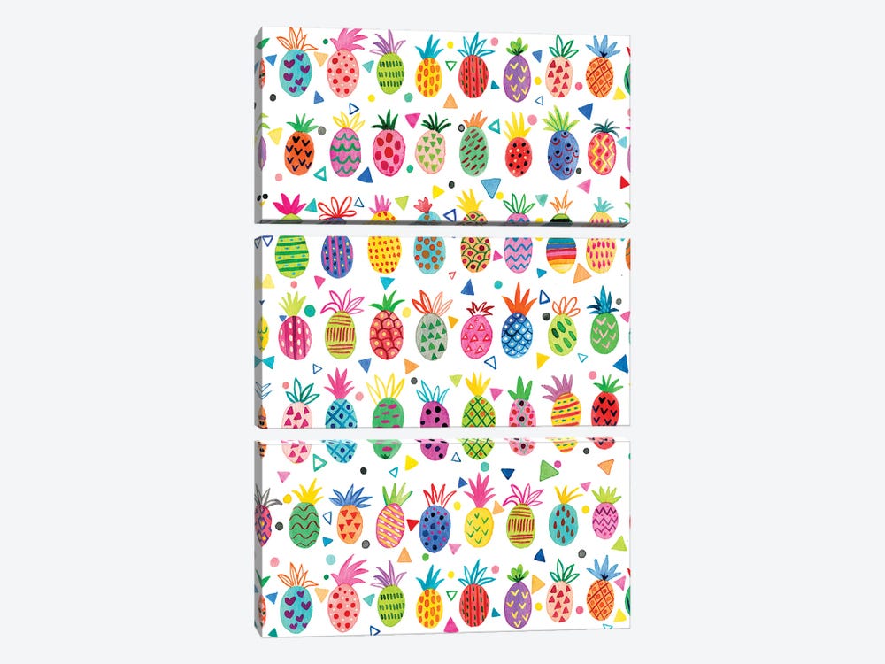 Geo Pineapples Kids by Ninola Design 3-piece Canvas Art Print