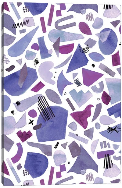 Geometric Organic Shapes Very Peri Canvas Art Print - Purple Abstract Art