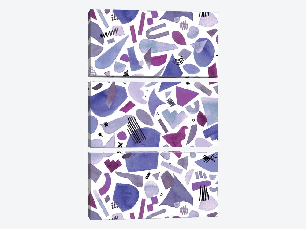 Geometric Organic Shapes Very Peri by Ninola Design 3-piece Canvas Wall Art
