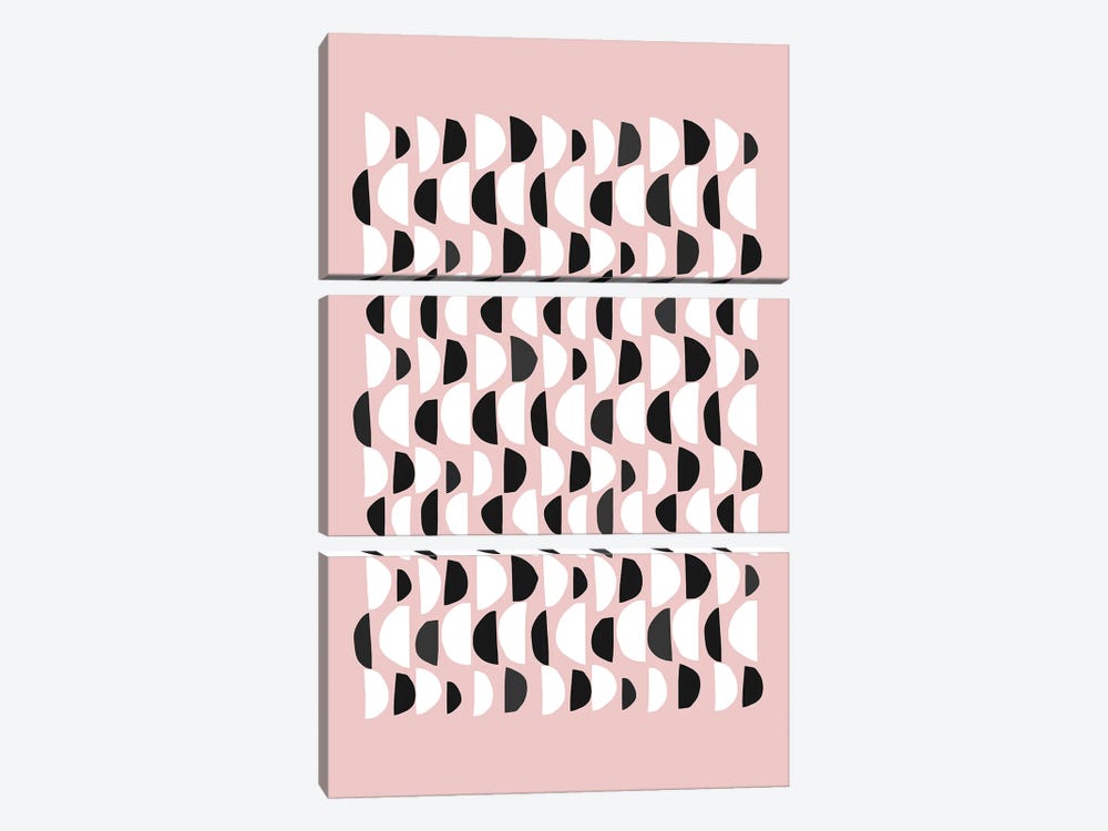 Half Moons Scandinavian Shapes Pink by Ninola Design 3-piece Canvas Wall Art