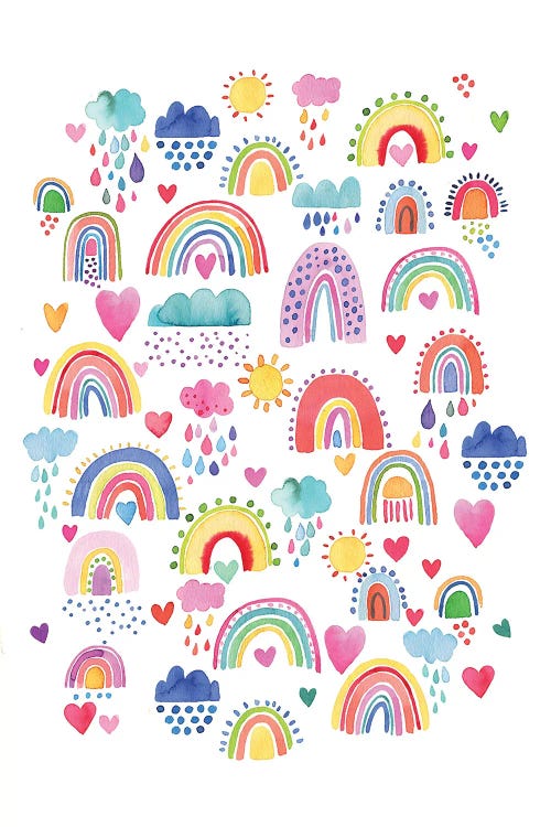 Lovely Happy Rainbows Sun Colourful by Ninola Design wall art