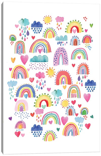 Lovely Happy Rainbows Sun Colourful Canvas Art Print - Ninola Design