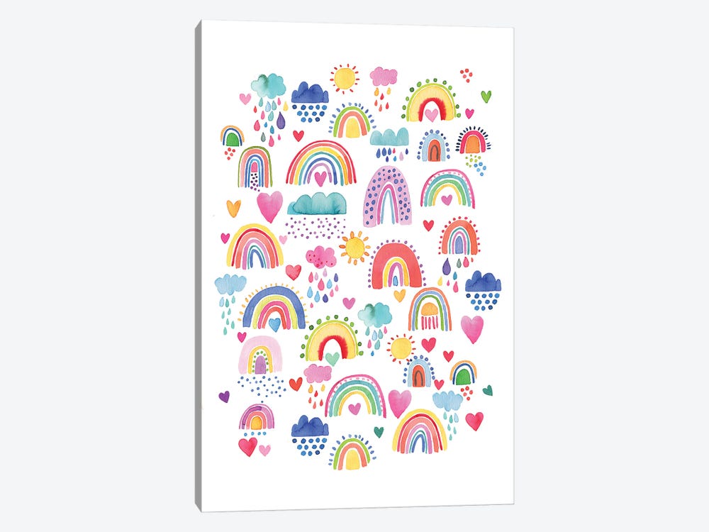 Lovely Happy Rainbows Sun Colourful by Ninola Design 1-piece Canvas Art Print