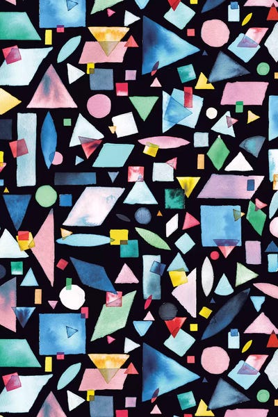 Geometric Pieces Colorful by Ninola Design canvas print