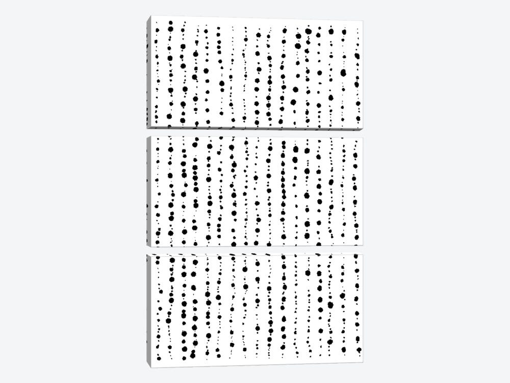 Minimal Dots Lines Black White by Ninola Design 3-piece Canvas Print