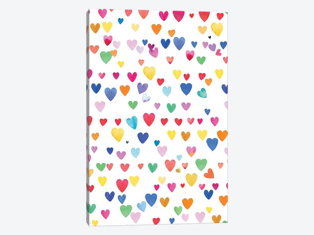 Valentines Love Hearts Colorful Striped by Ninola Design 1-piece Canvas Art Print
