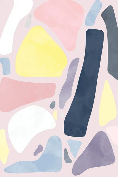 Organic Rustic Abstract Shapes Pastel by Ninola Design framed canvas print