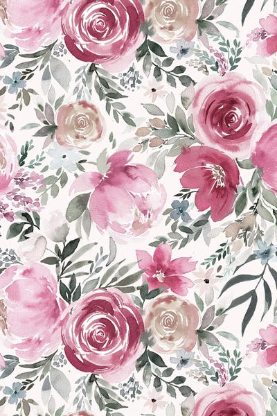 Peonies: Pastel Peony Rose Floral Bouquet Pink by Ninola Design