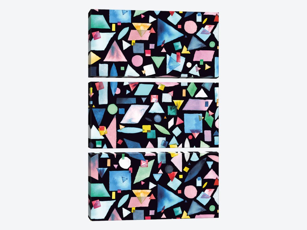 Geometric Pieces Colorful by Ninola Design 3-piece Canvas Art Print