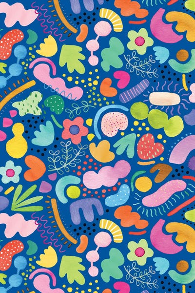 Playful Abstract Cobalt Blue by Ninola Design framed canvas print