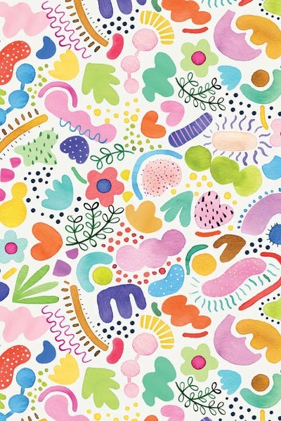 Playful Abstract Colourful Summer by Ninola Design framed canvas print