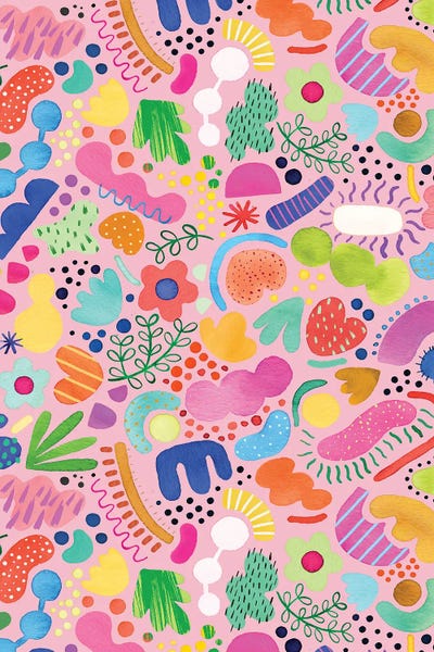 Playful Abstract Fresh Pink by Ninola Design canvas print