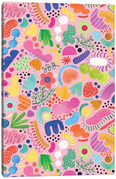Playful Abstract Fresh Pink Canvas Art Print - Ninola Design