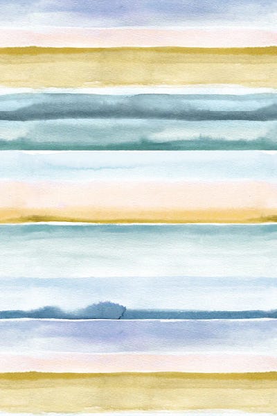 Relaxing Calm Stripes Blue Yellow by Ninola Design canvas print