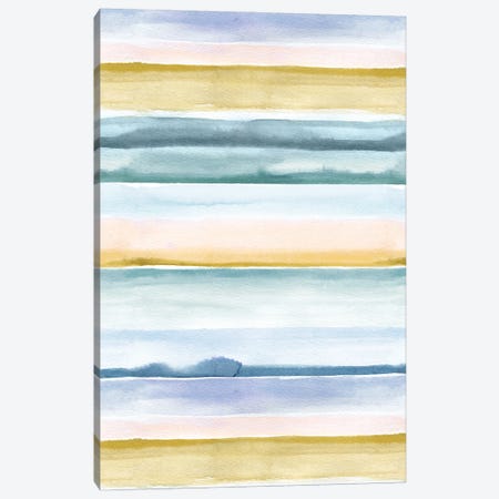 Relaxing Calm Stripes Blue Yellow Canvas Print #NDE368} by Ninola Design Canvas Art