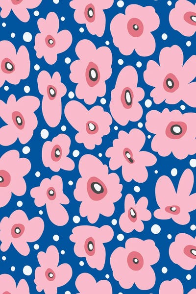 Scandinavian Office: Scandi Nature Flowers Cobalt by Ninola Design