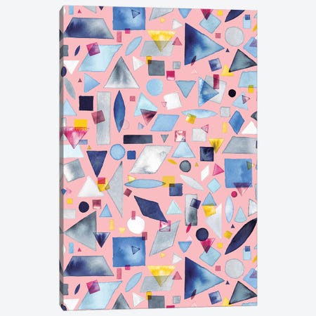 Geometric Pieces Pink Canvas Print #NDE37} by Ninola Design Canvas Artwork
