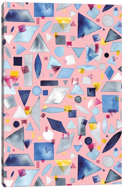 Geometric Pieces Pink Canvas Art Print - Tropics to the Max