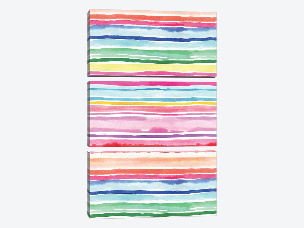 Summer Stripes Colorful by Ninola Design 3-piece Canvas Wall Art