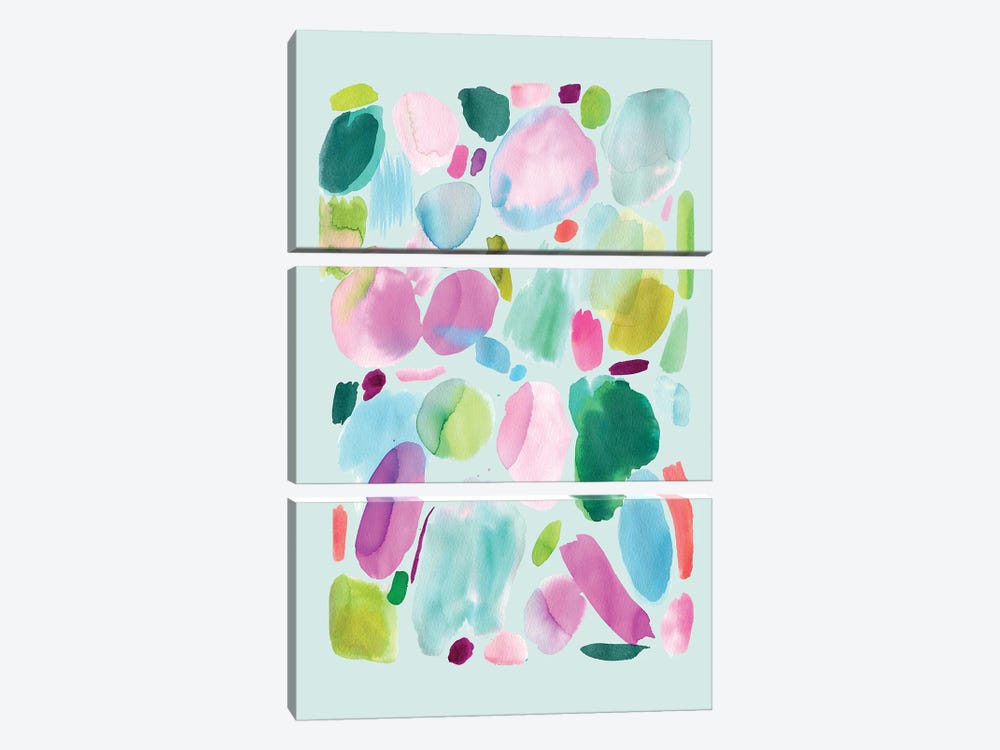 Abstract Palette Acid Pink Green by Ninola Design 3-piece Canvas Wall Art