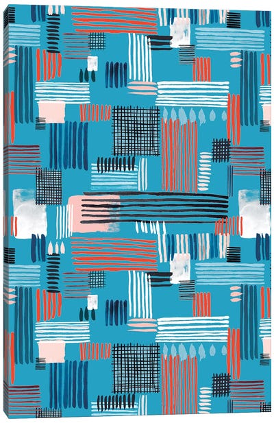 Geometric Stripy Stitches Canvas Art Print - Ninola Design