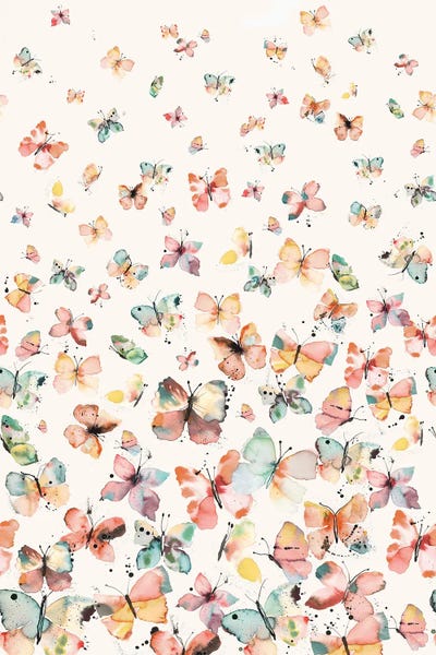 Watercolor Butterflies Gradation Rustic by Ninola Design canvas print