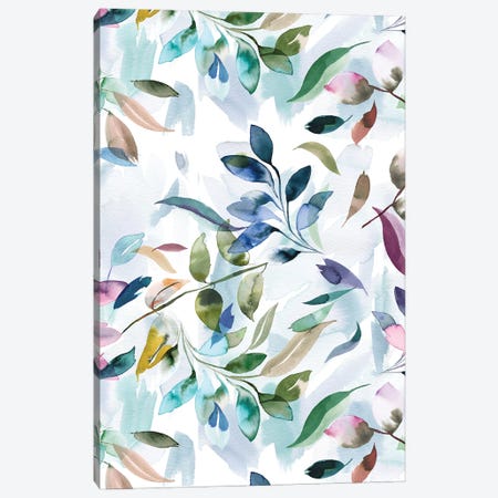 Watercolor Leaves Colorful Relax Canvas Print #NDE394} by Ninola Design Canvas Artwork