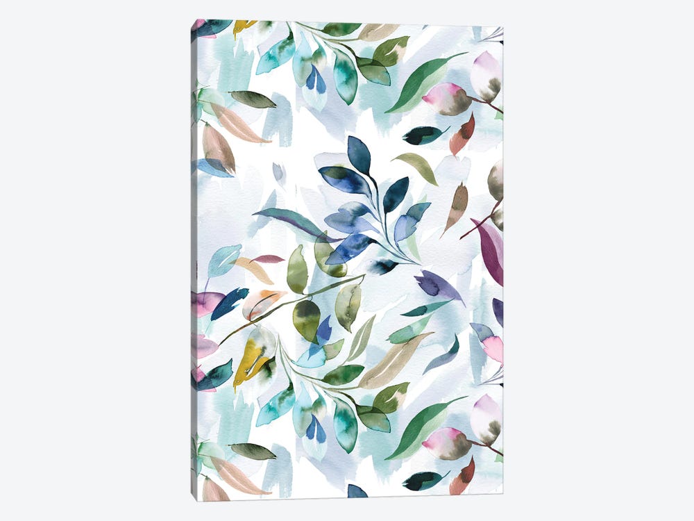 Watercolor Leaves Colorful Relax by Ninola Design 1-piece Canvas Art Print