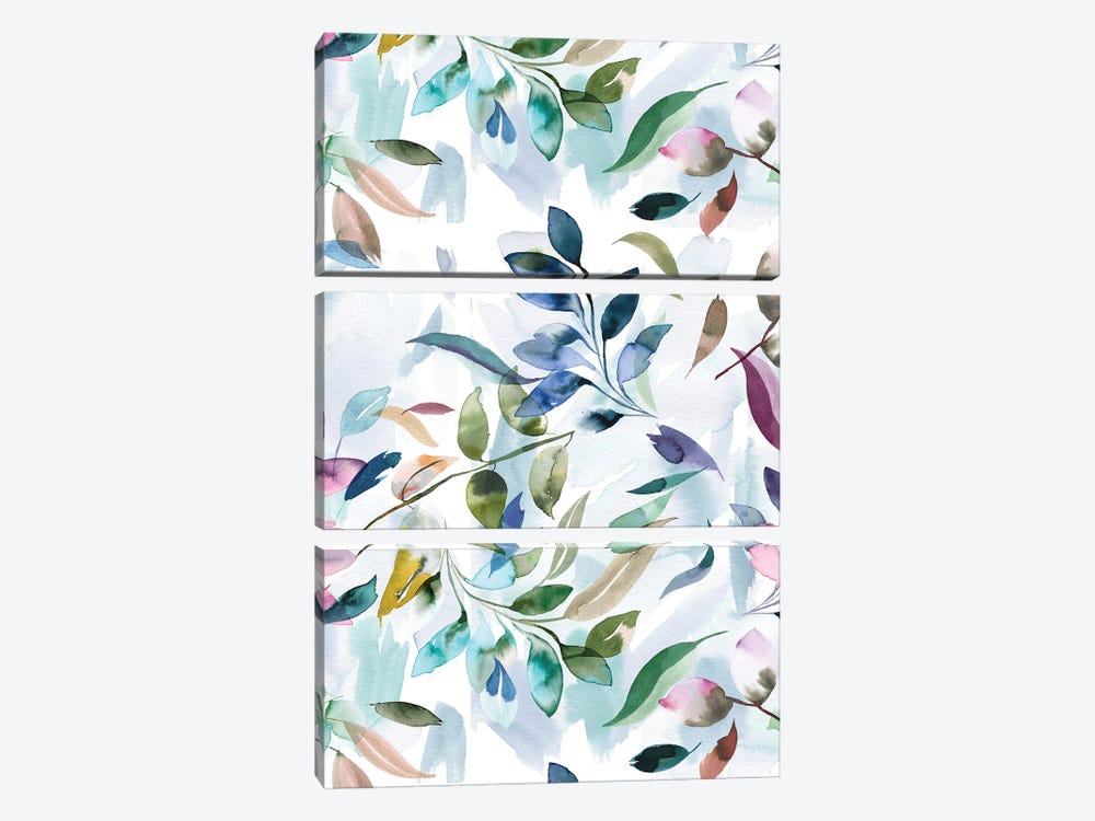 Watercolor Leaves Colorful Relax by Ninola Design 3-piece Art Print