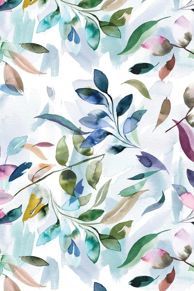 Ninola Design: Watercolor Leaves Colorful Relax by Ninola Design