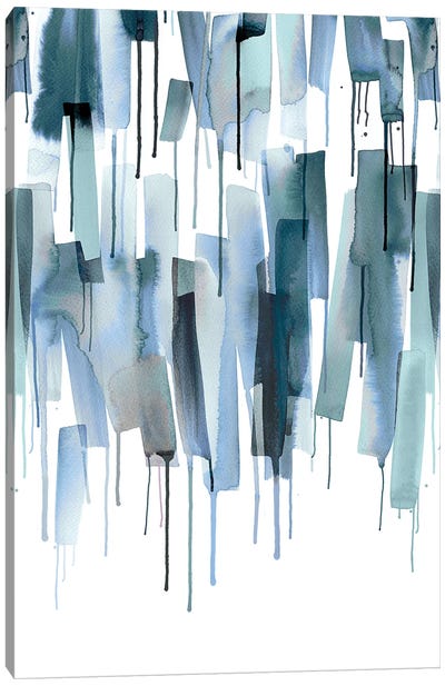Watery Scandinavian Stripes Blue Canvas Art Print - Ninola Design