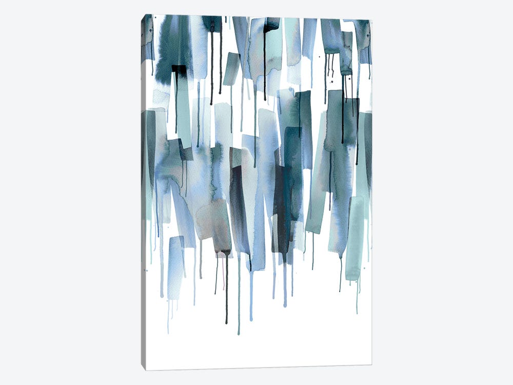 Watery Scandinavian Stripes Blue by Ninola Design 1-piece Canvas Art