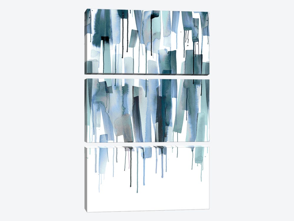 Watery Scandinavian Stripes Blue by Ninola Design 3-piece Canvas Artwork