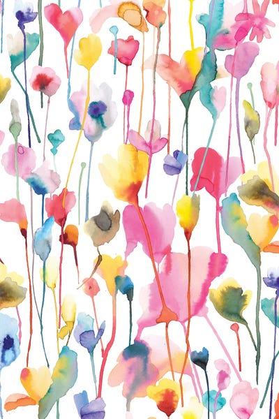 Wild Summer Rustic Flowers Colourful by Ninola Design metal wall art