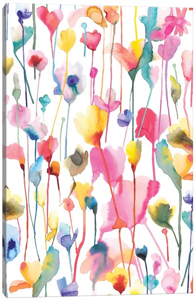 Wild Summer Rustic Flowers Colourful Canvas Art Print - Ninola Design