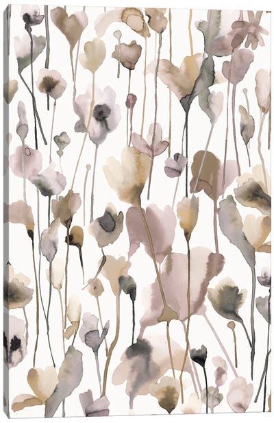 Wild Summer Rustic Flowers Neutral Canvas Art Print - Ninola Design