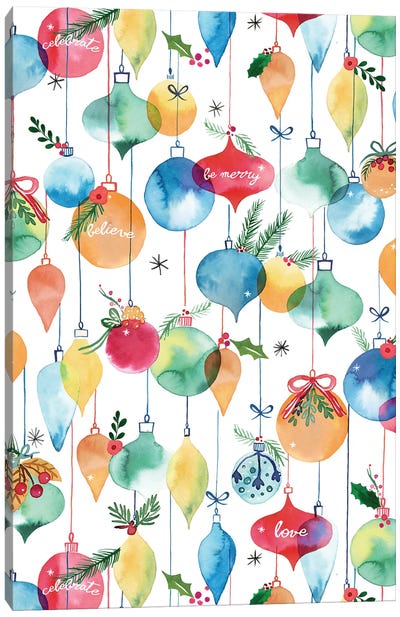 Christmas Baubles Peace Canvas Art Print - Ninola Design