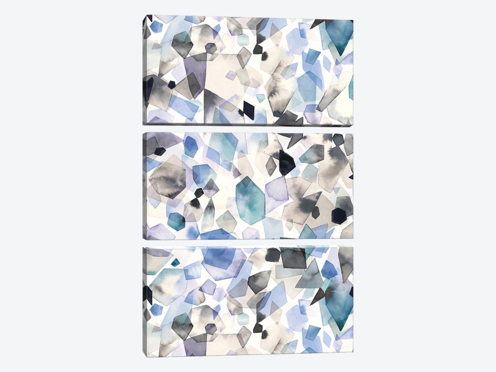 Minerals Crystals Gems Blue by Ninola Design 3-piece Canvas Wall Art
