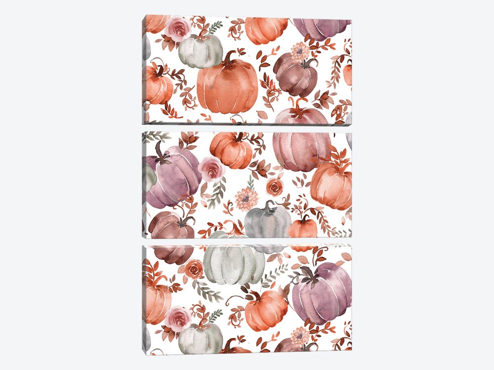 Pumpkins Cottagecore Fall by Ninola Design 3-piece Art Print